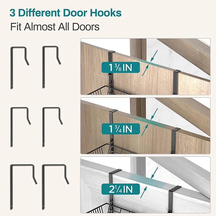 Hanging Behind Door Organizer Shelf-Spice 6 Adjustable Baskets Metal Over The Door Hook Mesh Organizer