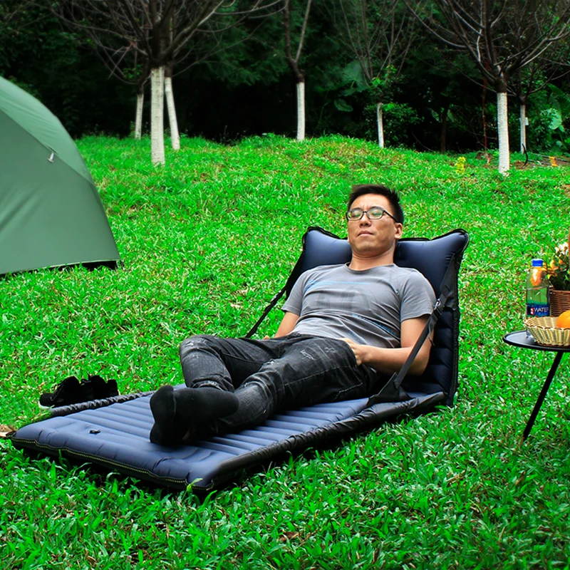 Factory Direct Outdoor Inflatable Folding Sleeping Pad Chair Dual-use Mat Chair Camping Single Person Inflatable Bed
