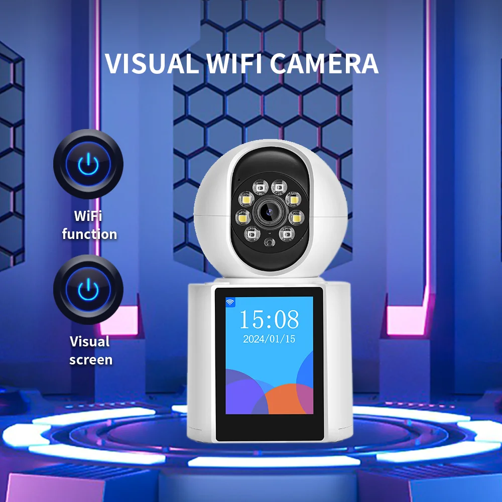 Крытая камера наклона Wi-Fi ICSEE с функцией ночного видения двусторонний визуальный экран низким энергопотреблением возможность хранения данных в облаке