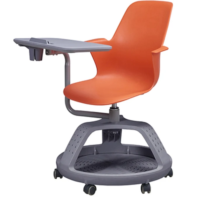 meeting plastic training chair with writing board classroom student chair with wheels school office furniture
