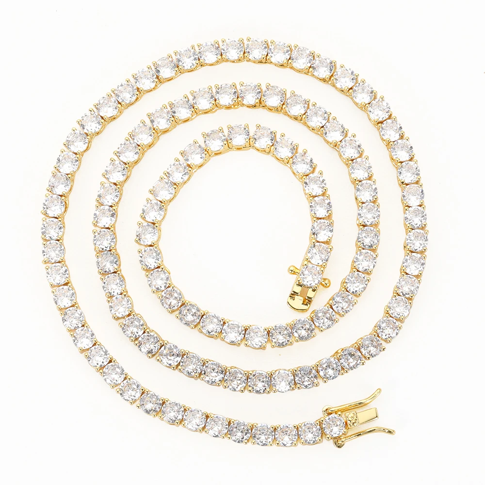 OAHLAN Fashion Jewelry 3/4/5/6mm Hip Hop Mens Full Iced Out 18K Gold/Rhodium Plated CZ Cuban Link Chain Copper Tennis Necklace