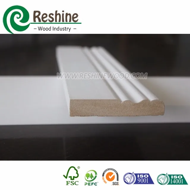 White Primed MDF Moulding 8ft MDF Baseboard Kiln Drying KD MDF Skirting