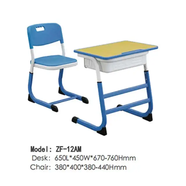 Wholesale Modern Two Seater School Desk and Chair Set Adjustable School Furniture Classroom Student Study Chair and Table Sets