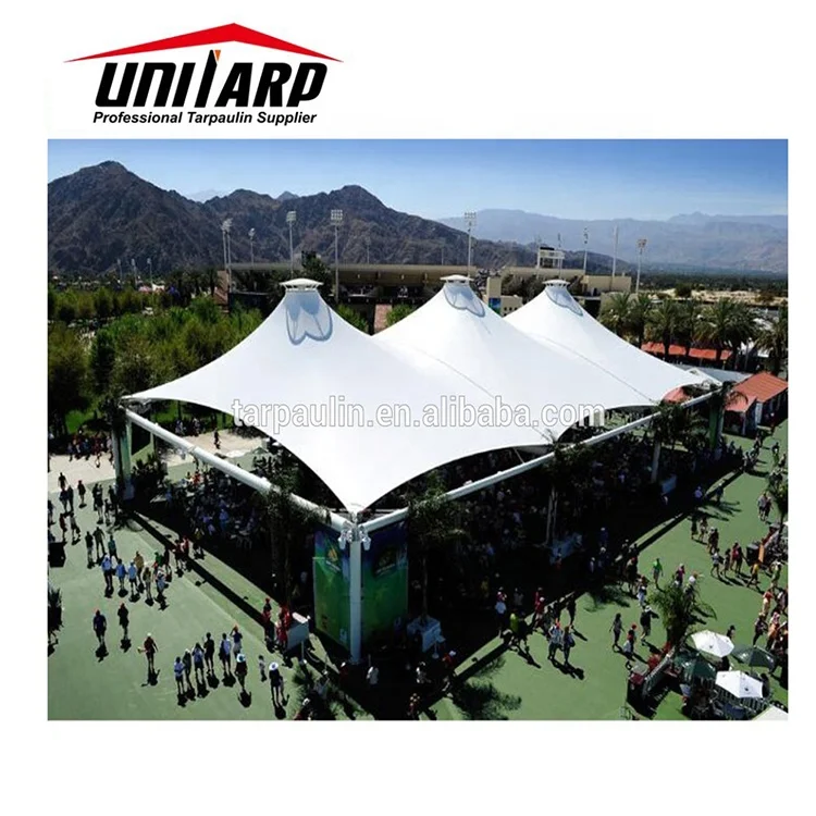 1050g 1250g 1000*1300D FR PVC PVDF/Acrylic Tensile Tent Membrane Structure Fabric, Tent PVC Tarpaulin Roof Structures