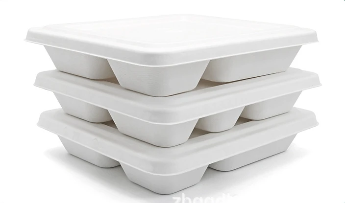 Bagasse Pulp Bamboo Pulp Disposable Tableware Six Tray Environmentally Friendly Degradable and compostable plates