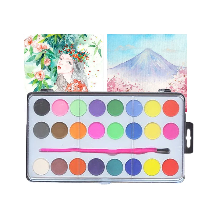 36 Solid Watercolor Paint Set Easy Coloring Non-toxic Soluble Pigment Portable Travel Kit Dry Gouache For Painting