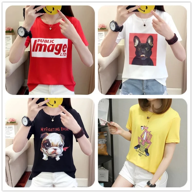 
plus size low price wholesale printed women summer cotton t shirts OC93 