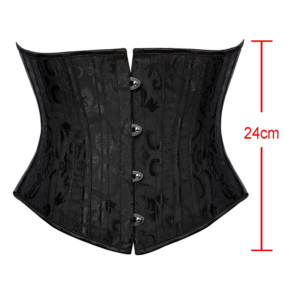24 Steel Bone XS 3XL Underbust Slim Fashion Sexy Vintage Corset Korsett Black Bustier Lace Corset Waist Women