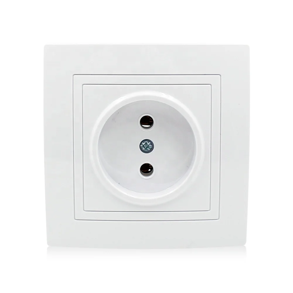 European Standard Superior Quality White Color PC Quality Single Flat Wall Plug Wall Socket For Home Hotel Office
