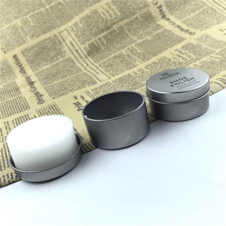 hotel shoe shine sponge metal box packing