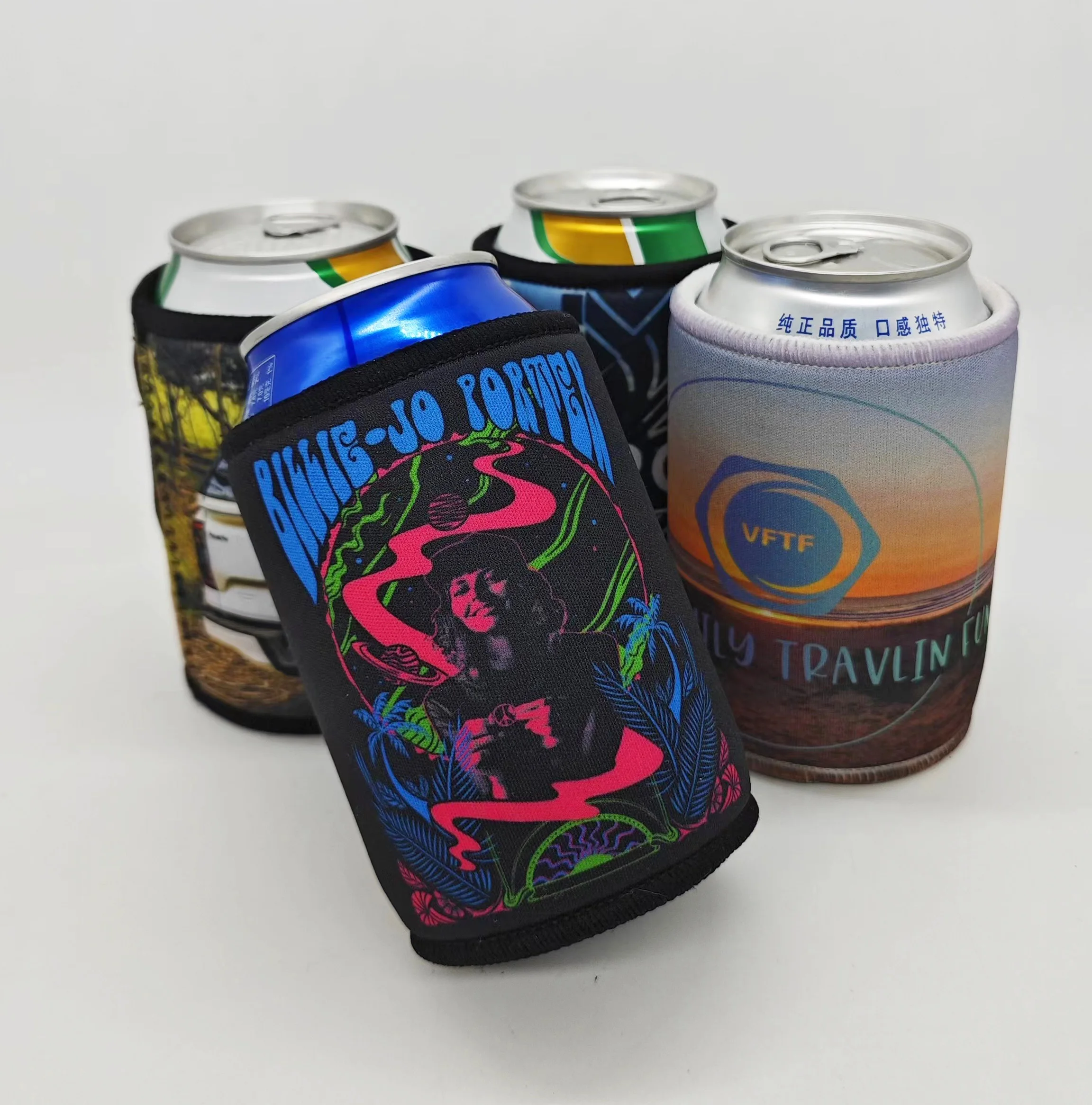 Stubby Holder Custom Logo Neoprene Promotional Personalized Printed  Can Cooler Stubby Holder with Base