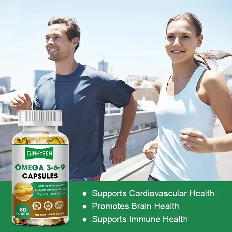 Private Label Factory Supply Natural Vegan Capsules Food Supplements 60pcs Fish Oil Omega 3 6 9 Softgels