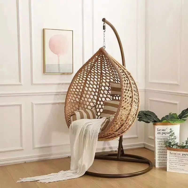 Patio Swings Factory Wholesale  Knitting Craft 195CM height  PE Rattan Patio Swings for Kids