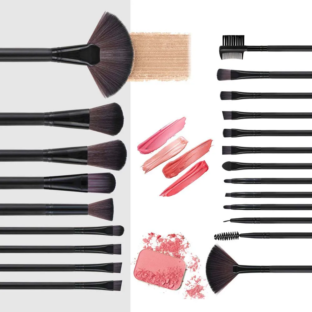 Hot selling black silver professional makeup brushes set natural synthetic hair cylinder package stock low MOQ