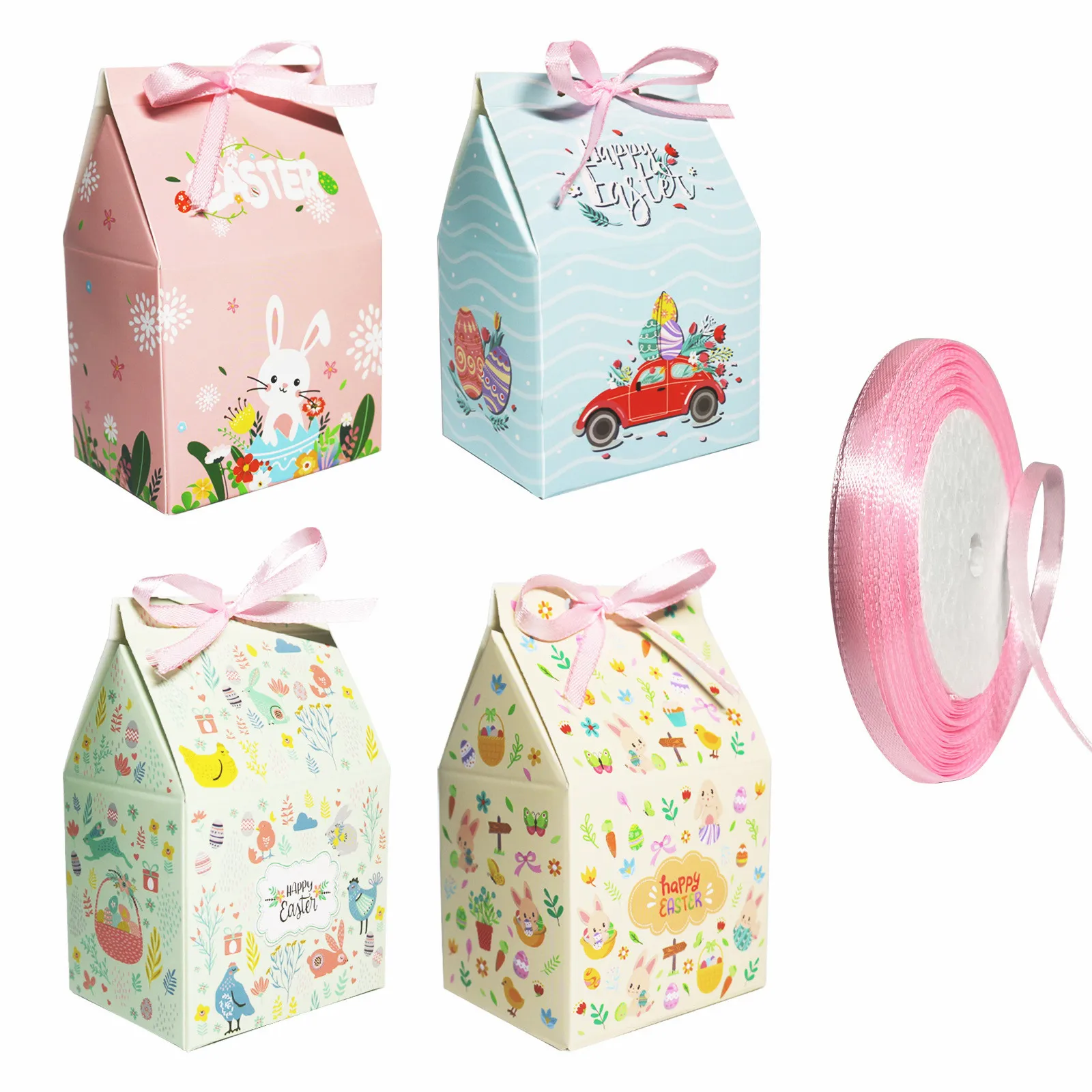 Factory Price Happy Easter Cardboard Treat Cookie Chocolate Candy Paper Boxes Party Favor Supplies Gift Packaging Box For Kids