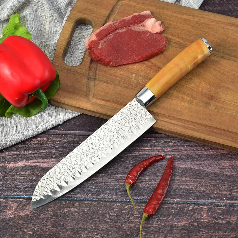 8 inch Sharp Stainless Steel Pro  Kitchen Chef Santoku Knife Best for Home and Restaurant with Comfortable Handle
