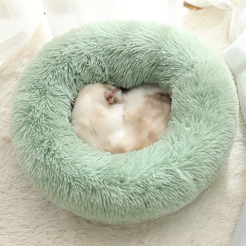 
Free sample Durable Popular style custom size plush round donut style pet dog cat bed 