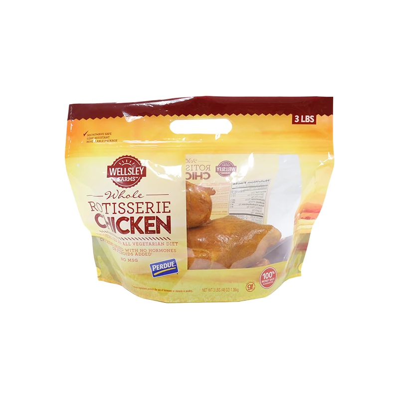 Printed Plastic Anti Fog Composite Bag Roasted Chicken Frozen Food Packaging Bag with Zipper