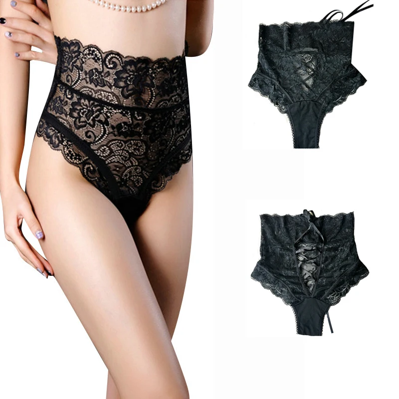 Women High Waist Thongs and G Strings Underwear Ladies Hollow Out Underpants Erotic Lingerie sexy lace panties