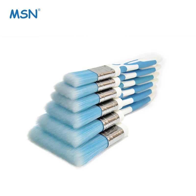 Industrial DIY Grade MSN Flat Sash Paint Brushes with rubber Handle Customizable OEM Paint Brush Set for Wall Painting Polishing