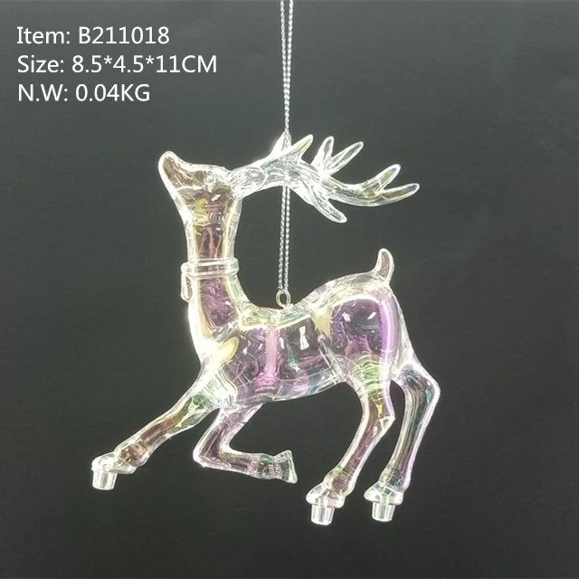 Transparent phantom Color acrylic deer Christmas Decoration Pendant Crystal reindeer  hanging decoration plastic bird ornament