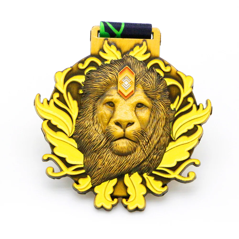 Factory Design Custom Metal 3D Engraved Lion Club Souvenir Medals