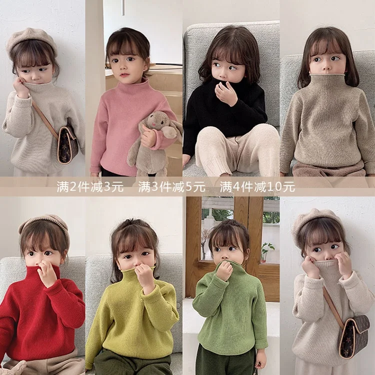 
5727 Quickly delivery suppliergirl kids clothing girls high collar sweaters 