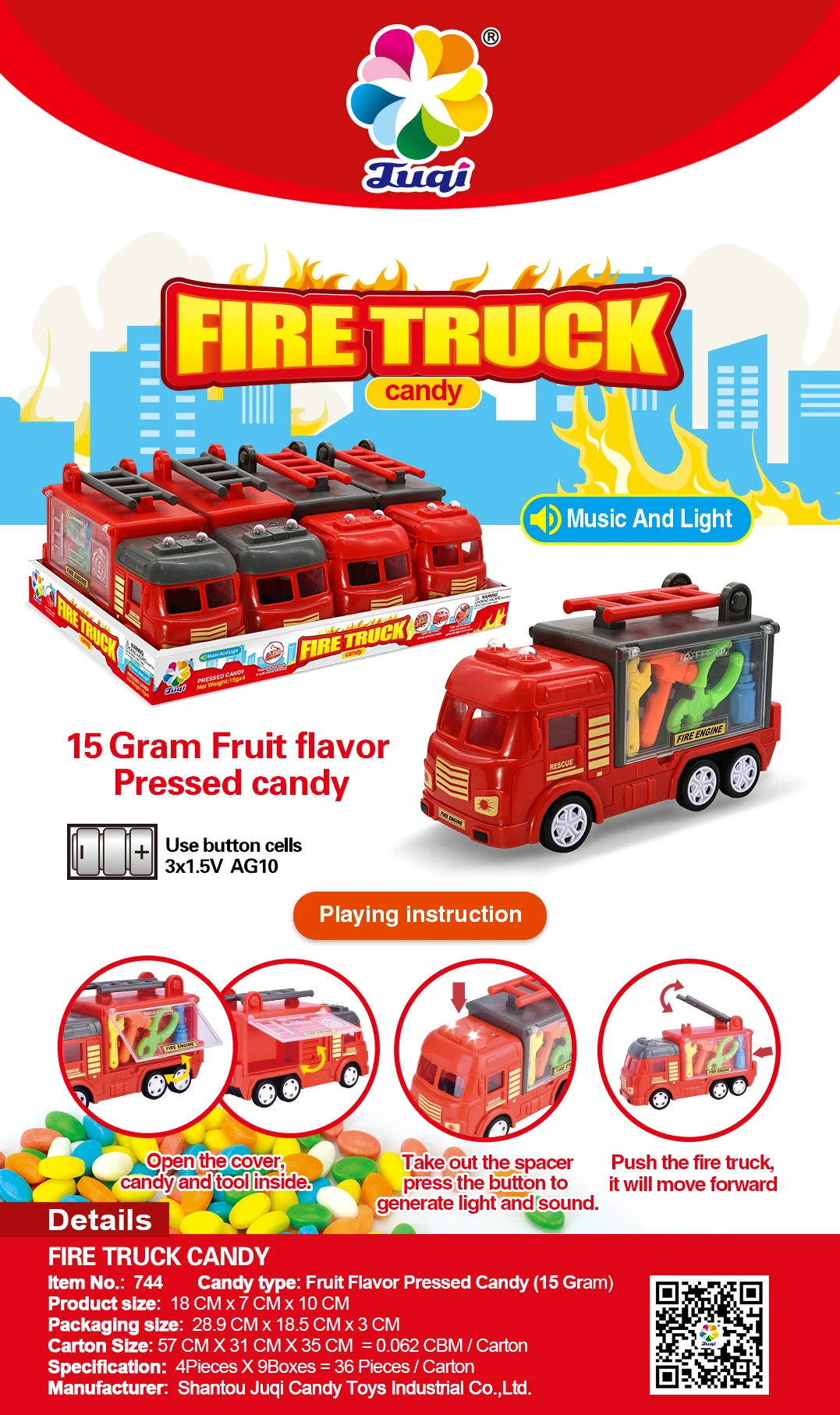 New Confectionery Toys Light Up Musical Vehicle Juguetes con Caramelo Fire Truck Candy Toys