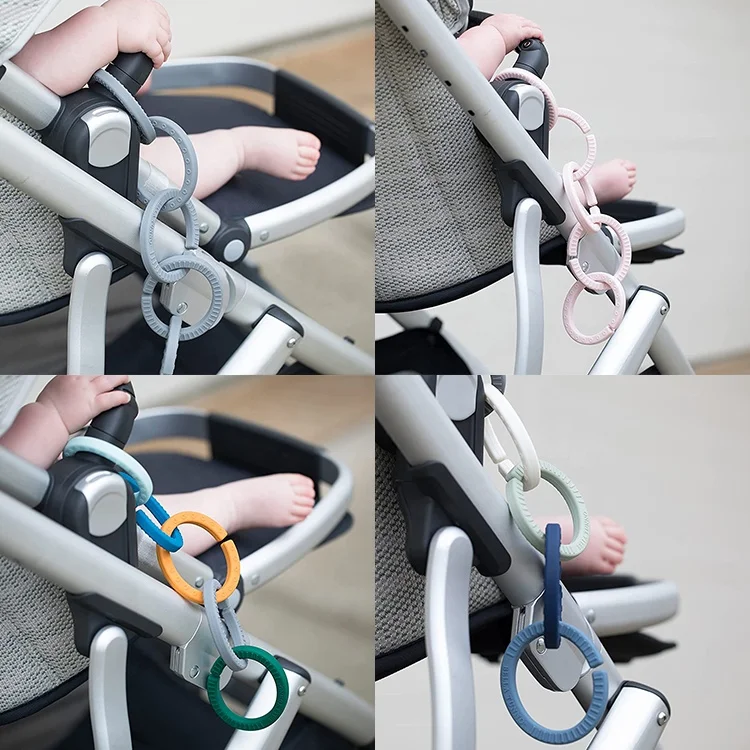 OEM/ODM mordedor de silicona Soft Food Grade Sensory Baby Teething Toys Happy Links Ring Developmental Toys Baby Teethers