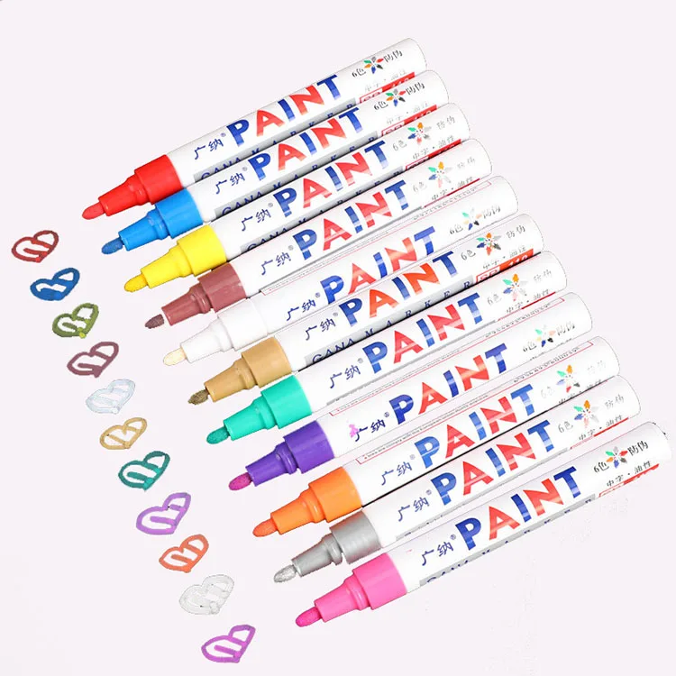 12 colors Permanent Waterproof Paint Marker Pen Car Tyre Tread Glass Graffiti Marker Color Match Paint Pen
