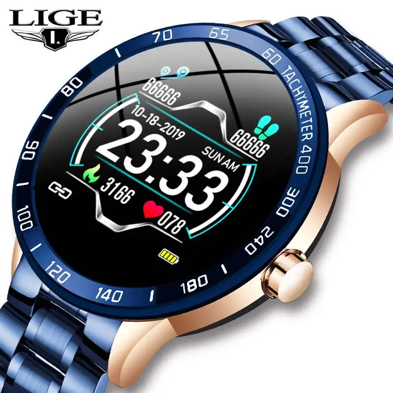 Lige BW0122 Luxury Heart Rate Smart Watches Reminder IP67 Waterproof New Smart Phone Watch