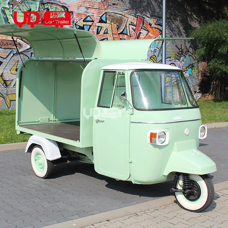 UrDream China Factory Mobile Food Tricycle 3 Wheels Ape Electric Ape Car Best Folding Coffee Food Truck