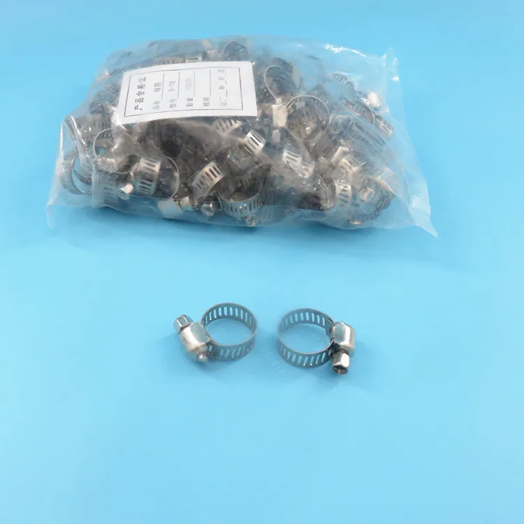 9mm-16mm Stainless Steel Mini Fuel Line Pipe Hose Clamp Clip Optional Size for Air Hose Water Pipe Fuel Hose Silicone