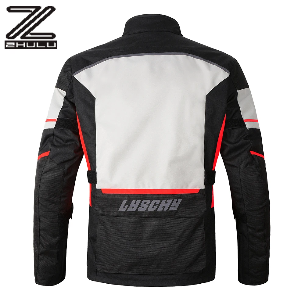 Customized New Design Waterproof Adventure Motorcycle Riding Suit Gray Red Protection Motocross Armor Jackets For Men