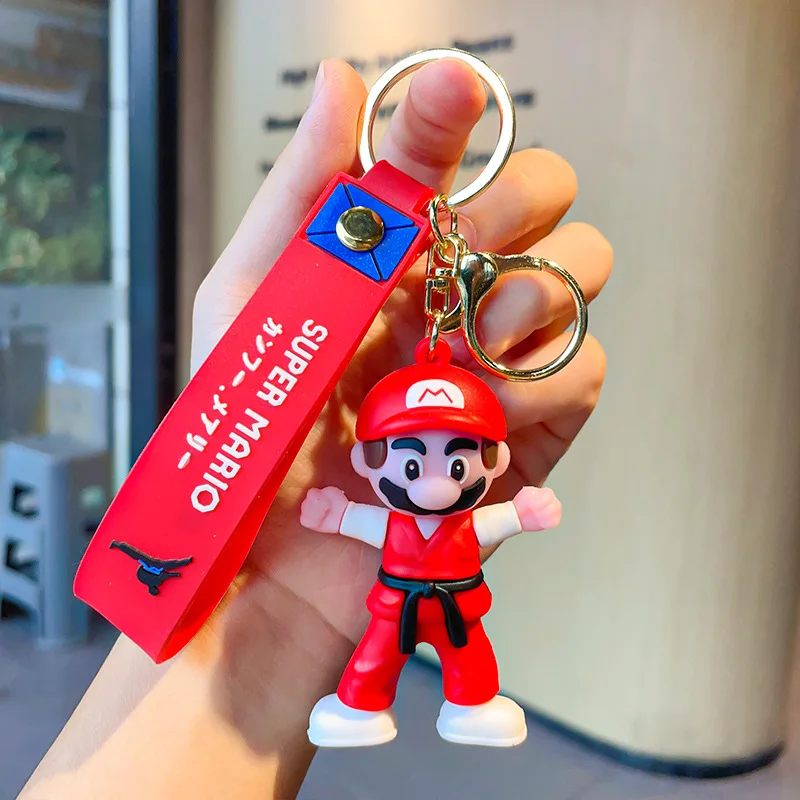 Cartoon 3D Tae Kwon Do PVC Keychain Super Mario Bros Mushroom Car Bag Decoration Key Ring Promotional custom Rubber Keychain