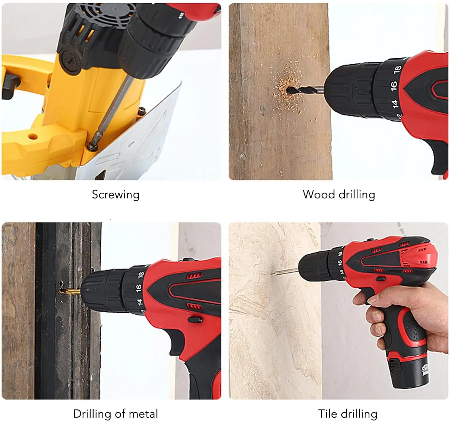 Wholesale 12V Single/ Doul Speed Electric Cordless Drill Driver Kit Screwdriver Cordless Rechargeable Repair Tool with LED Light