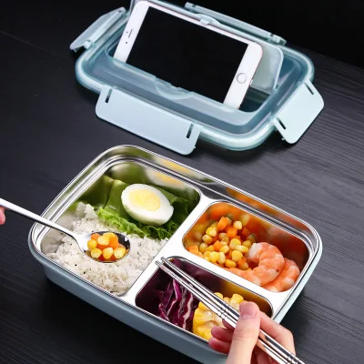  Высококачественный школьный Ланч-бокс Tiffin 3/4 с отделением из нержавеющей стали 304 Bento наборы