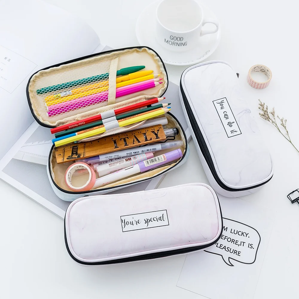 New Arrival Multifunction customized printing pencil case Portable Big Capacity double Layers Pencil Case with Pen Holder