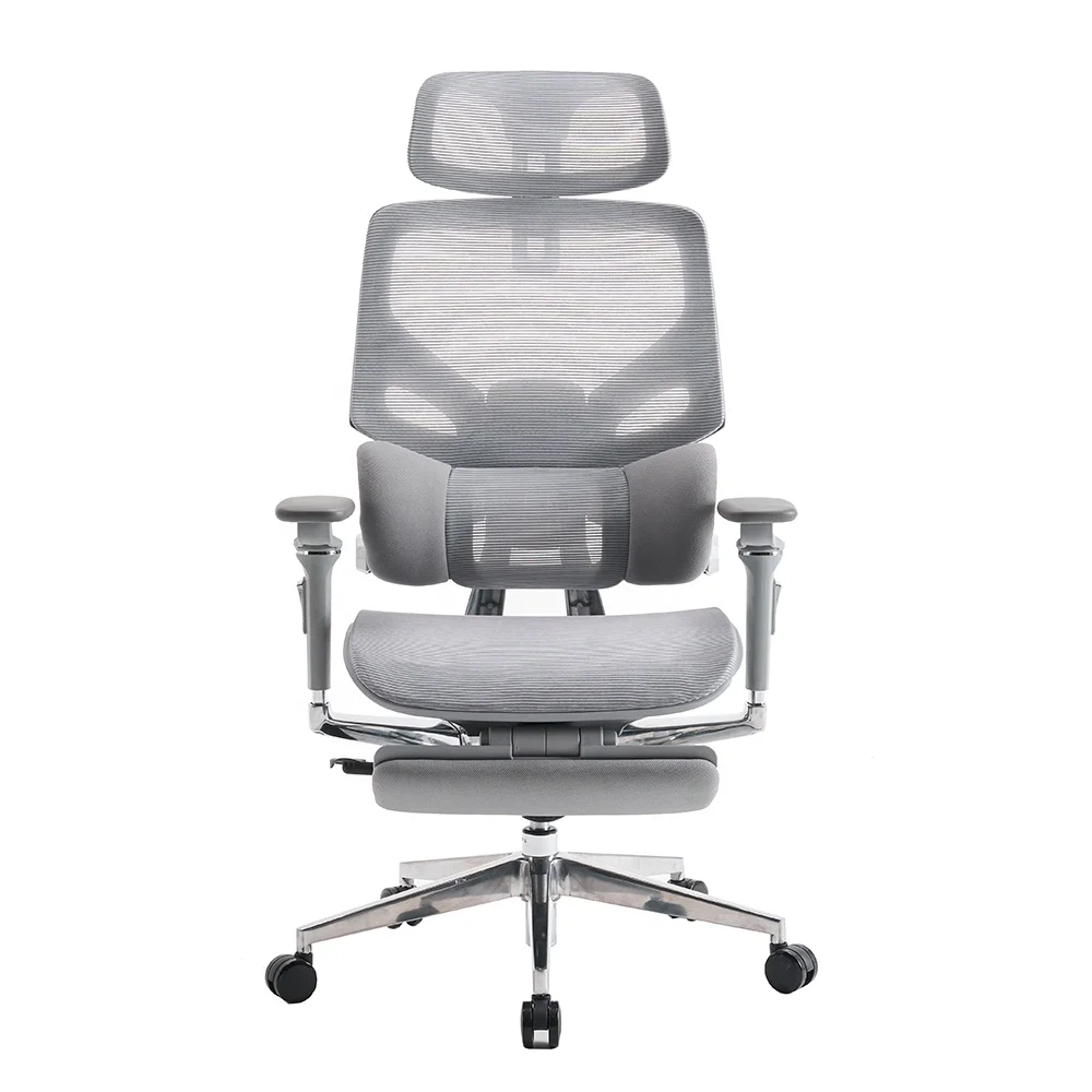 Wholesale Mesh Office Chair Aluminum Base Reclinable Ergonomic Chair For Office With Footrest