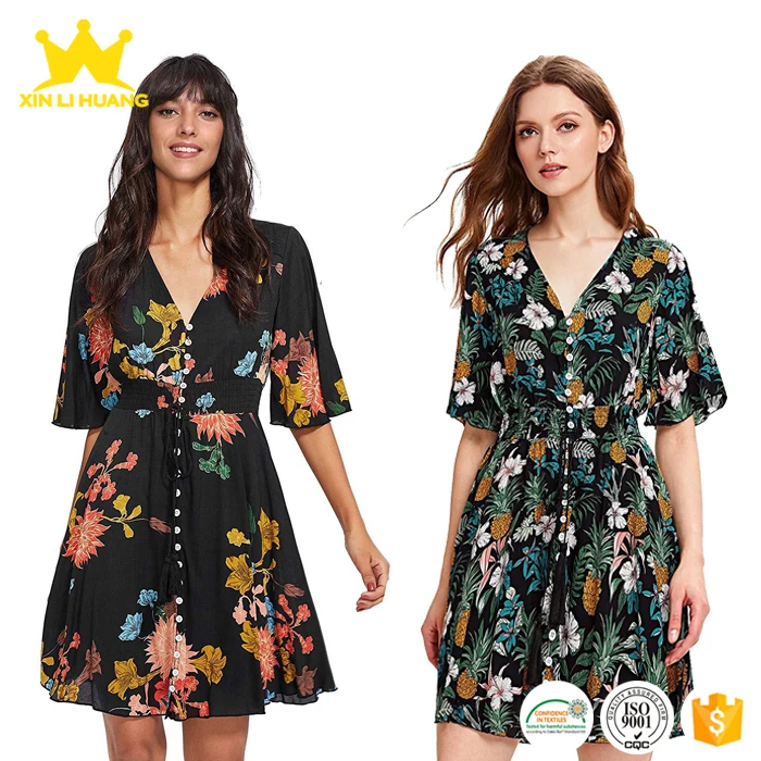 Hot sale 30*30/68*68 Printed 100% Spun Rayon Fabric / Challis for Women Dress Clothing in stock