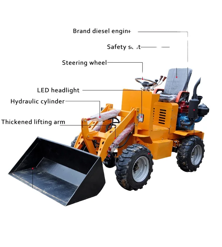 Small Front End Loader Mini Wheel Loader for Sale diesel/electric loader snow blower agriculture