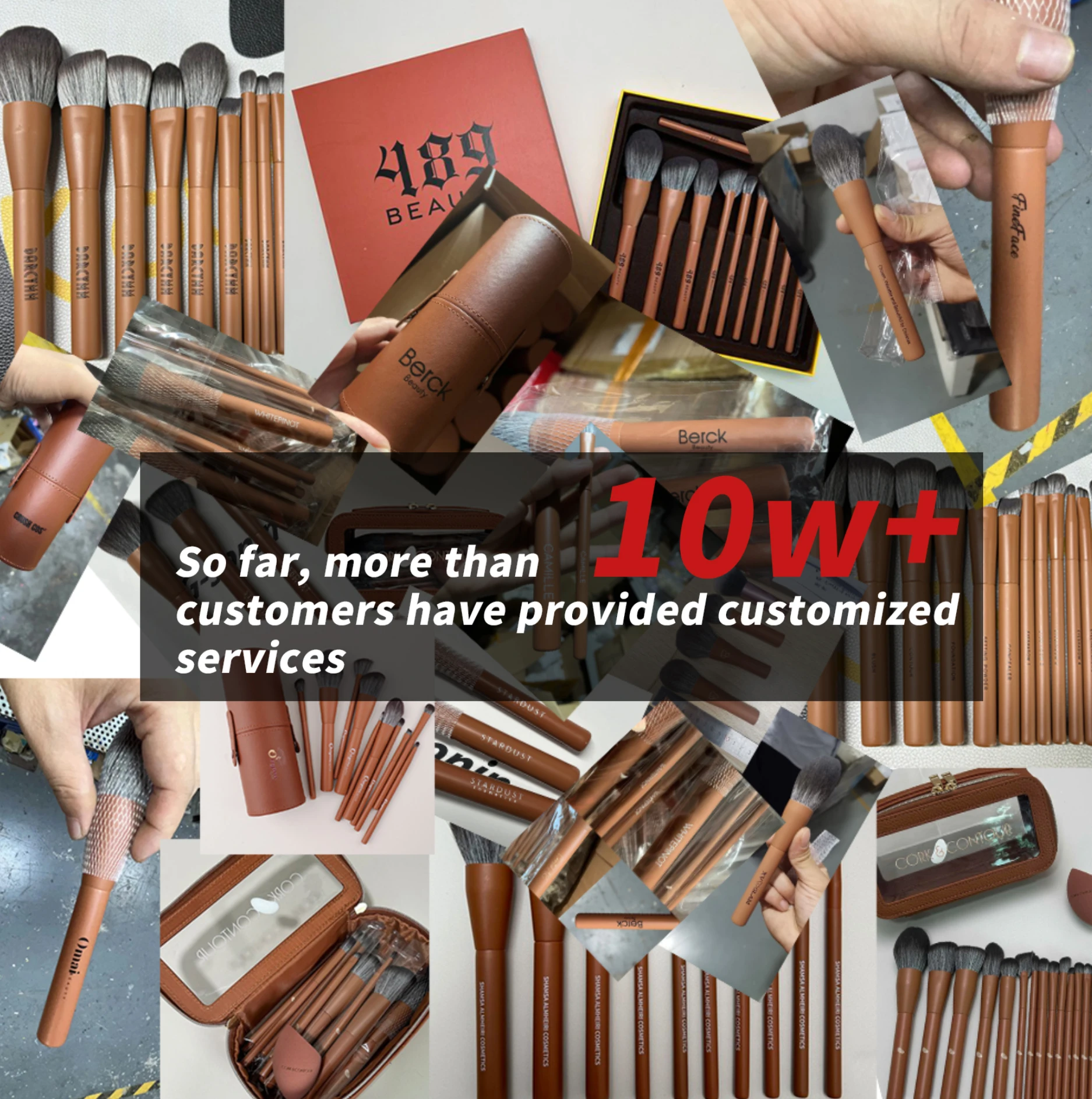 Высококлассная оптовая продажа частная торговая марка HMU деревянная ручка супер мягкие синтетические волосы пушистые 10 шт. роскошная коричневая Косметическая Кисть для макияжа