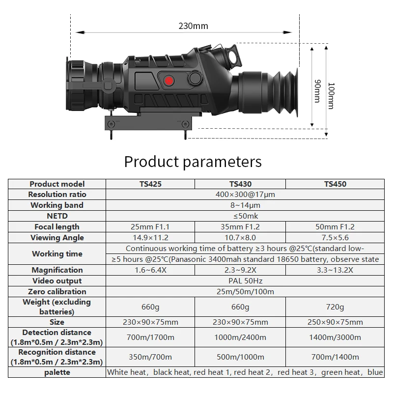 guide Handheld 25mm 35mm 50mm 400*300 Thermal Imager Camera Thermal Instrument Night Vision Scope