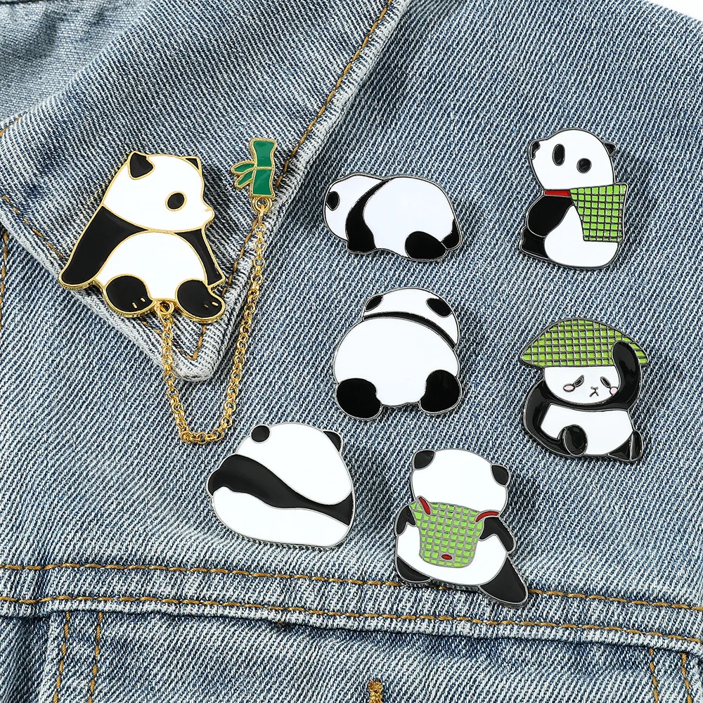 RTS Wholesale Factory Direct sales Low moq cute animals Black Cat Panda enamel pin for clothes metal craft Holiday gift trinkets