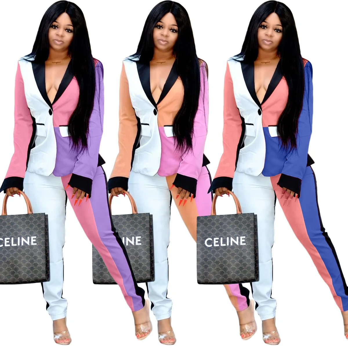 2021 Custom Womens blazer Wholesale Dropshipping track suit women 2 Piece Suit Set Pant Suit Work Wear Office Lady Style