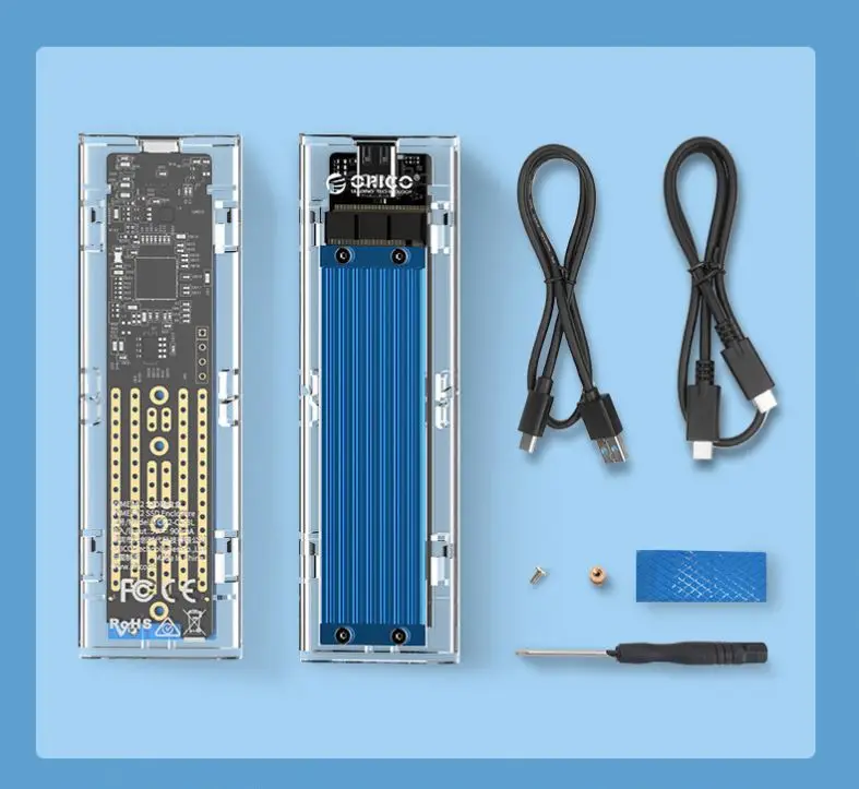 Горячая распродажа Прозрачный TYPE-C для M.2 NVMe SSD HDD корпус USB3.1 PCIe жесткий