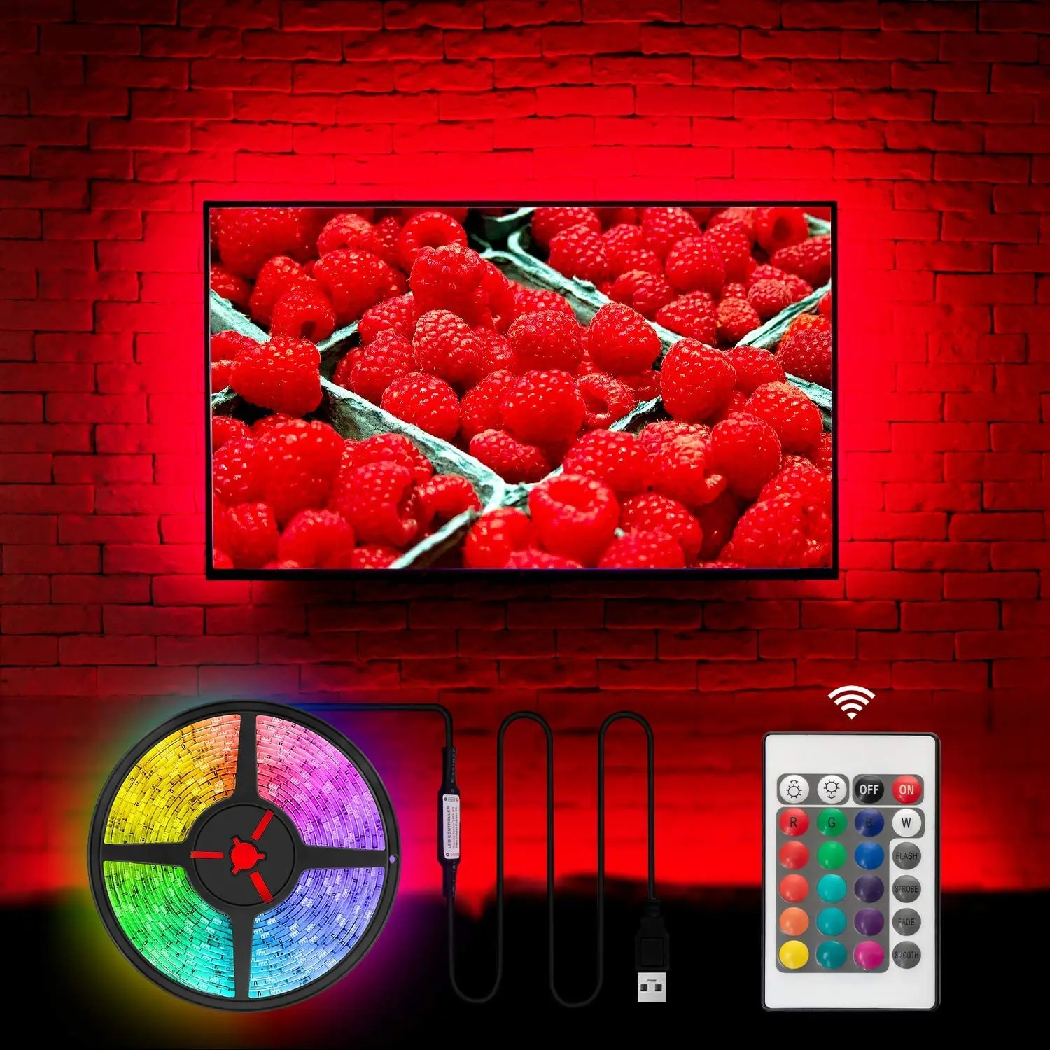 
1-5M IP20/65 Remote Controlled TV LED Backlight 16 Color Changing USB TV Led Strip Led tv Backlight led light bars 