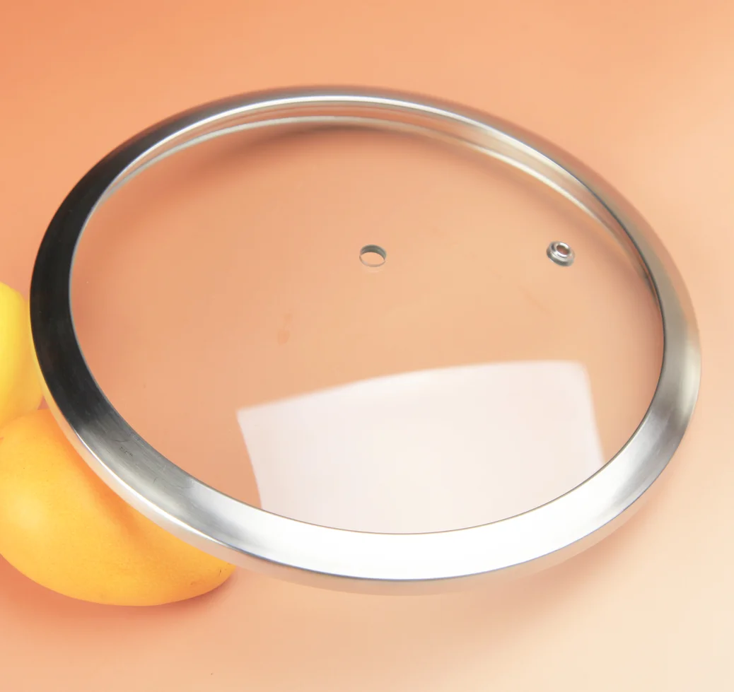 Stainless steel rim tempered float glass lid for cooking pot