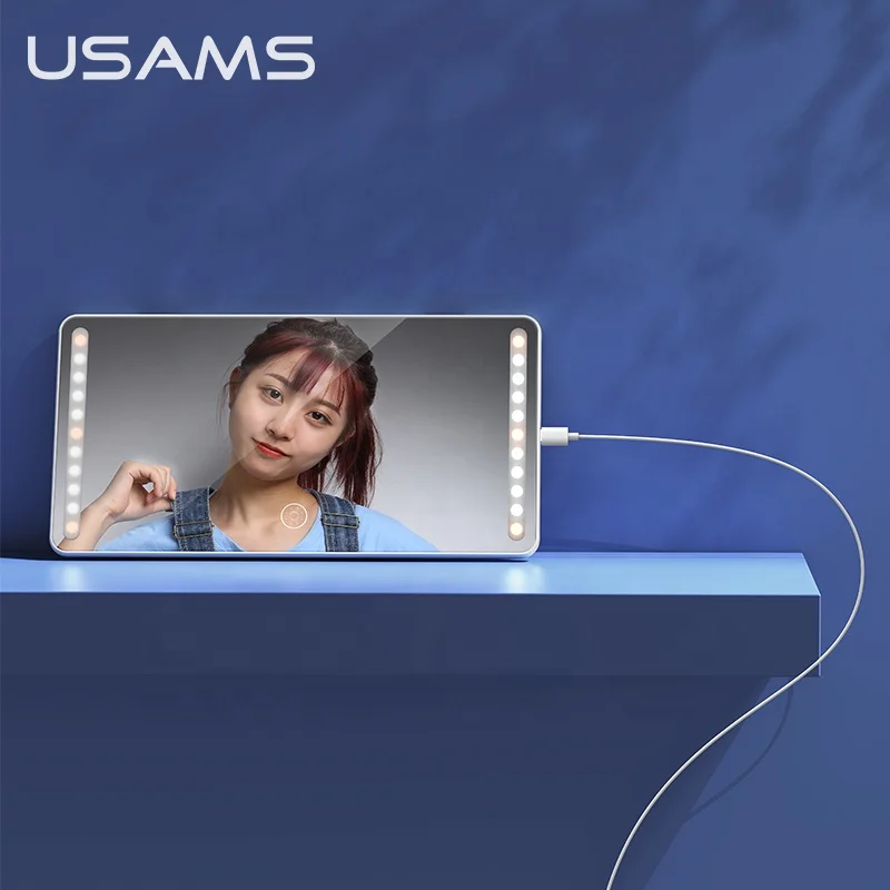  USAMS новый дизайн US-ZB175 ABS + стекло автомобиля заполняющий свет LED макияж зеркало со светом для