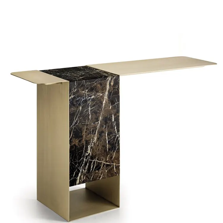 Champaign gold stainless steel console table luxury style for apartment villa hot sale design factory manufacture